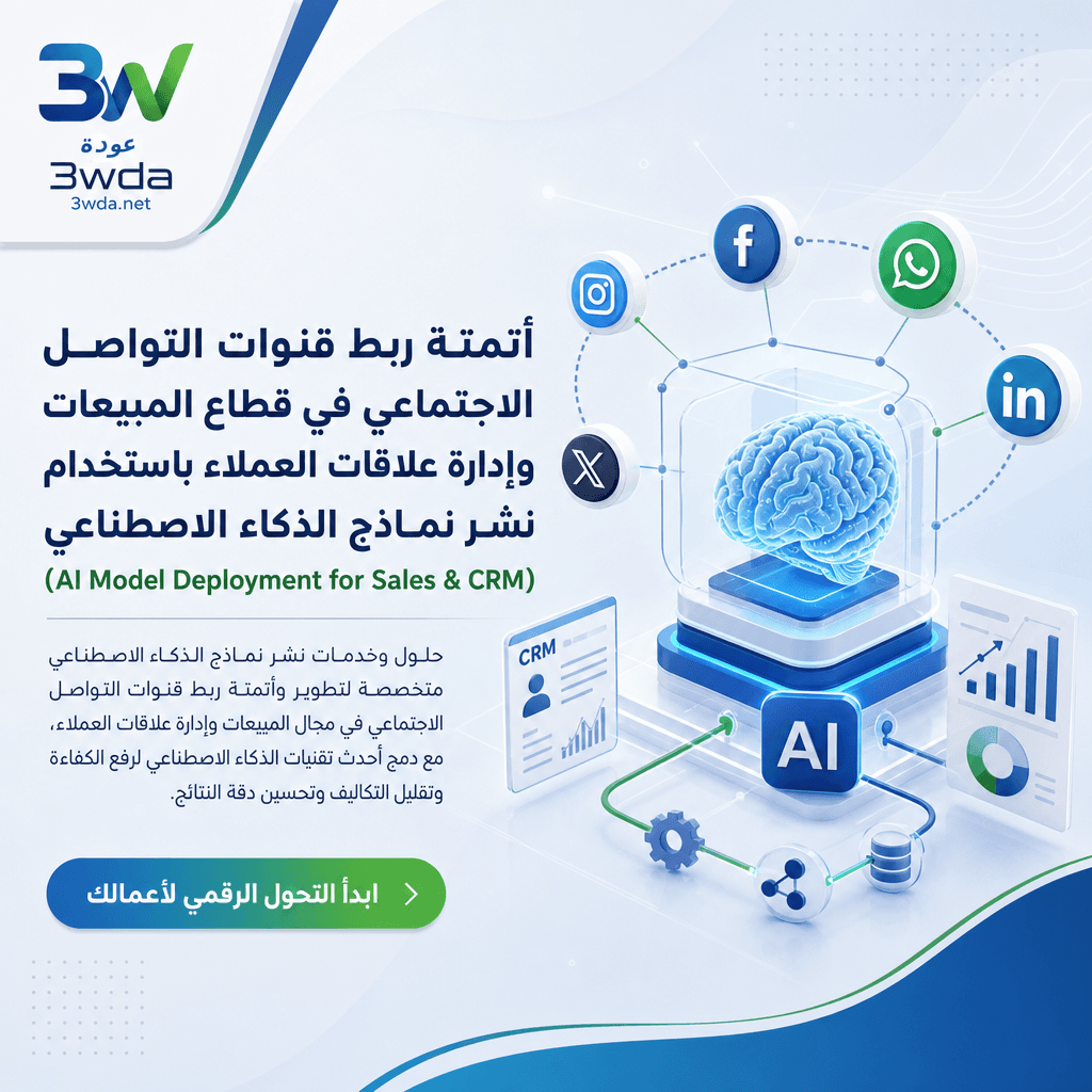 أتمتة ربط قنوات التواصل الاجتماعي في قطاع المبيعات وإدارة علاقات العملاء باستخدام نشر نماذج الذكاء الاصطناعي (AI Model Deployment for Sales & CRM)