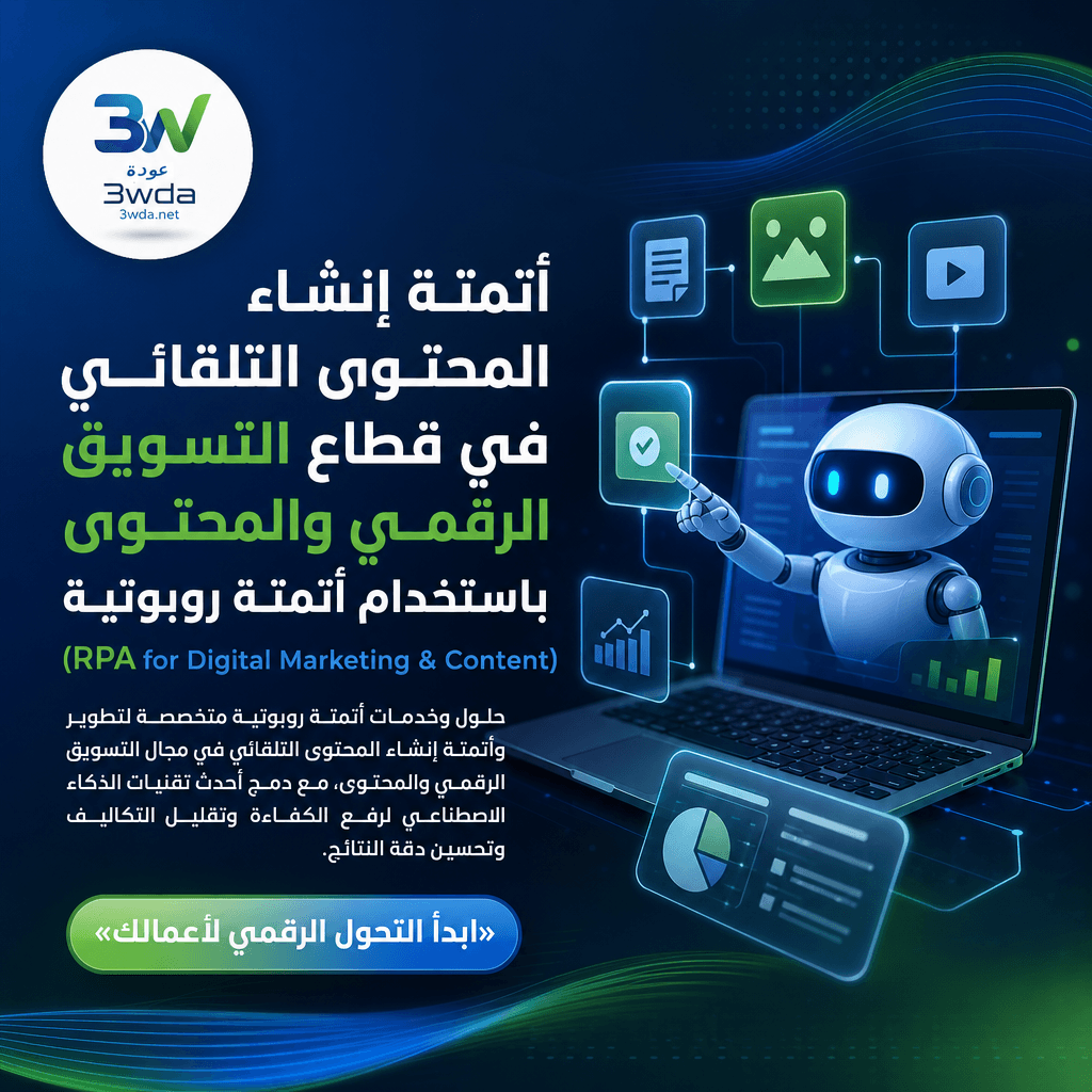 أتمتة إنشاء المحتوى التلقائي في قطاع التسويق الرقمي والمحتوى باستخدام أتمتة روبوتية (RPA for Digital Marketing & Content)