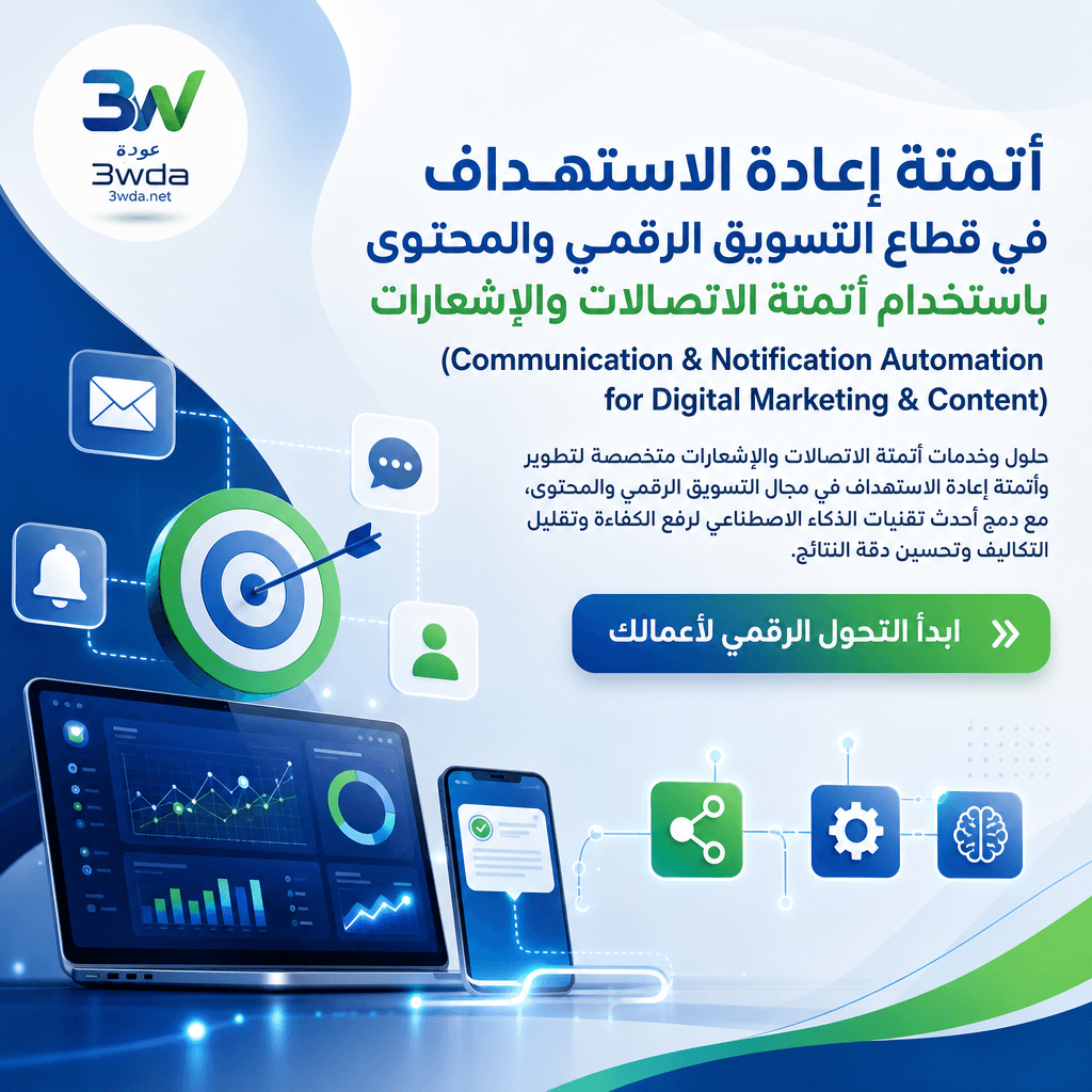 أتمتة إعادة الاستهداف في قطاع التسويق الرقمي والمحتوى باستخدام أتمتة الاتصالات والإشعارات (Communication & Notification Automation for Digital Marketing & Content)